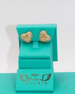 Pendientes de Corazones Estilo LV 14k-4.4g