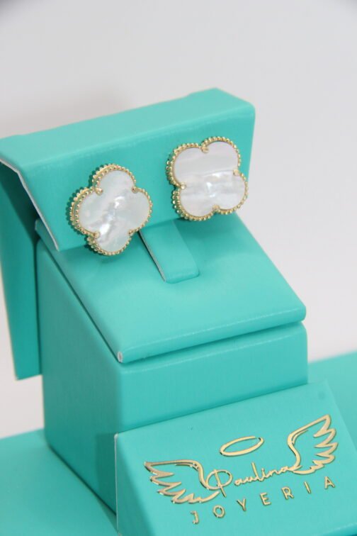 Pendientes Trevol Blanco 14k-3.6 - Imagen 2