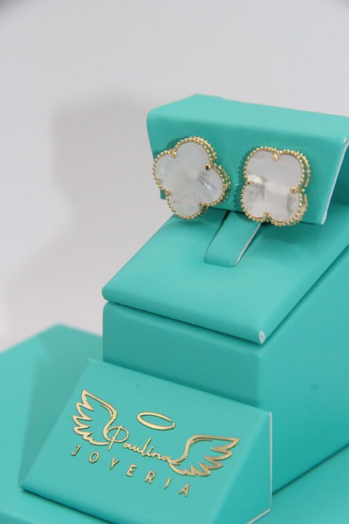 Pendientes Trevol Blanco 14k-3.6 - Imagen 3