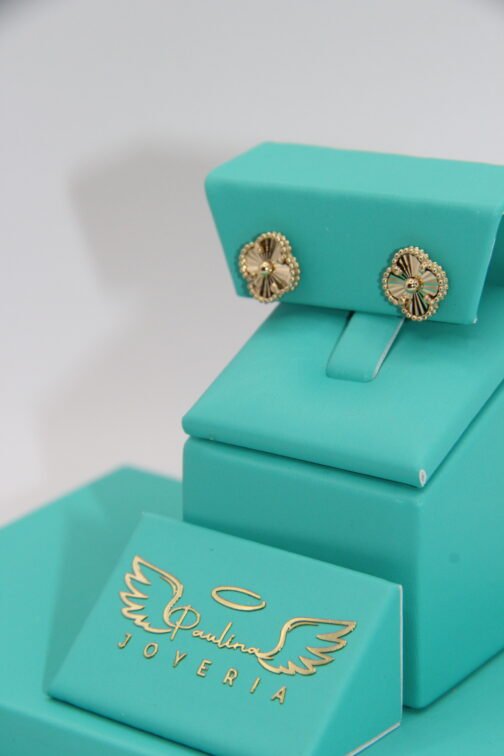 Pendientes Trevol Dorado 14k-1.8g - Imagen 3