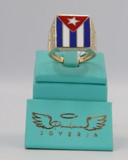 Anillo de Hombre Bandera Cubana 10k-8.2g