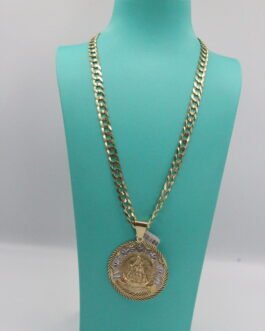 Cadena Martillada 14k Dije Caridad Del Cobre 10k