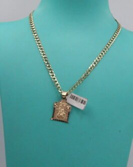 Cadena Martillada 10k Dije San Lázaro 14k