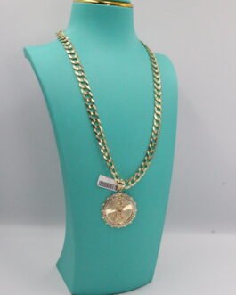 Cadena Martillada 14k Dije San Lázaro 10k