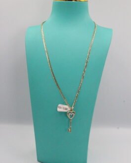 Cadena Martillada Dije Corazón Con Llave 10k