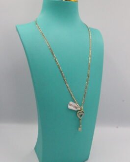 Cadena Martillada Dije Corazón Con Llave 10k